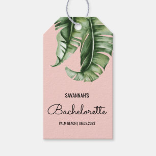 Tropische palm- en roze vrijgezellenfeest favor-ta cadeaulabel