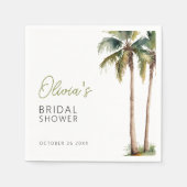 Tropische palm- en strand bruidsdouche servetten (Voorkant)
