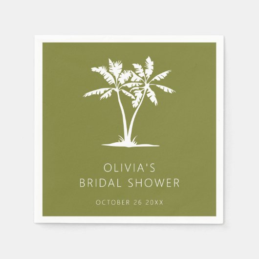 Tropische palm- en strand bruidsshower servetten (Voorkant)