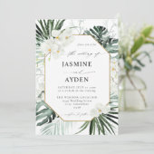 Tropische palm en uitnodiging van Floral (Staand voorkant)