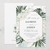 Tropische palm en uitnodiging van Floral (Voorkant / Achterkant)