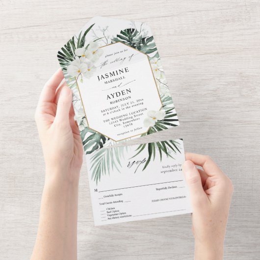 Tropische palm en without all in one uitnodiging (Afscheurbaar)