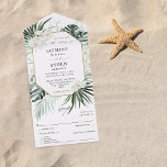 Tropische palm en without all in one uitnodiging<br><div class="desc">Maak het verzenden van de uitnodiging en RSVP gemakkelijk terwijl het verbazingwekkend is dat uw gasten met uw prachtige Tropische Palm & White Floral Wedding All in One Invitations.</div>