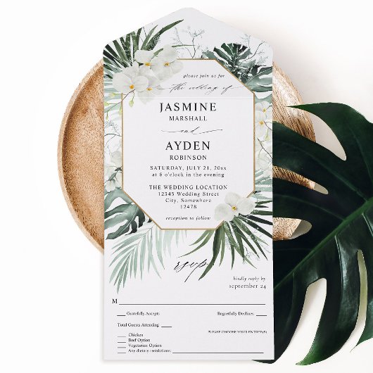 Tropische palm en without all in one uitnodiging