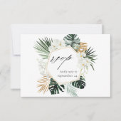 Tropische palm en witte Floral met gemiddelde RSVP (Voorkant)