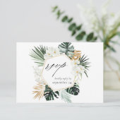 Tropische palm en witte Floral met gemiddelde RSVP (Staand voorkant)