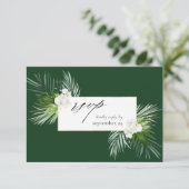 Tropische palm en witte Floral met gemiddelde RSVP (Staand voorkant)