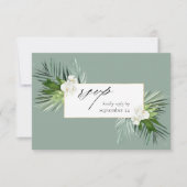 Tropische palm en witte Floral met gemiddelde RSVP (Voorkant)