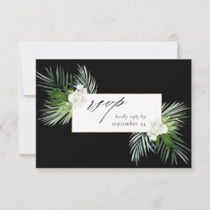 Tropische palm en witte Floral met gemiddelde RSVP Kaartje