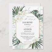 Tropische palm en witte Floral Wedding V2 LN Kaart (Voorkant)