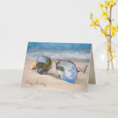 tropische palm en zonnebrilverjaardag kaart (Gele Bloem)