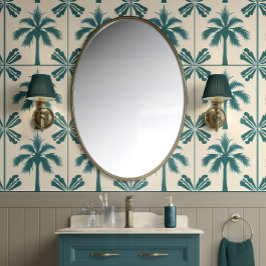 Tropische Palm Escape - Groen, Beige - Kust Behang