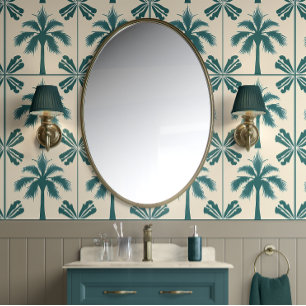 Tropische Palm Escape - Groen, Beige - Kust Behang