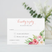 Tropische palm Floral RSVP Reageren Kaart (Staand voorkant)