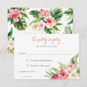 Tropische palm Floral RSVP Reageren Kaart (Voorkant / Achterkant)