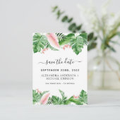 Tropische Palm Floral Waterverf Save the Date Aankondigingskaart (Staand voorkant)