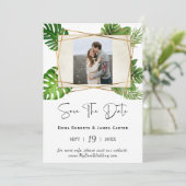 Tropische Palm Foto Save the Date (Staand voorkant)