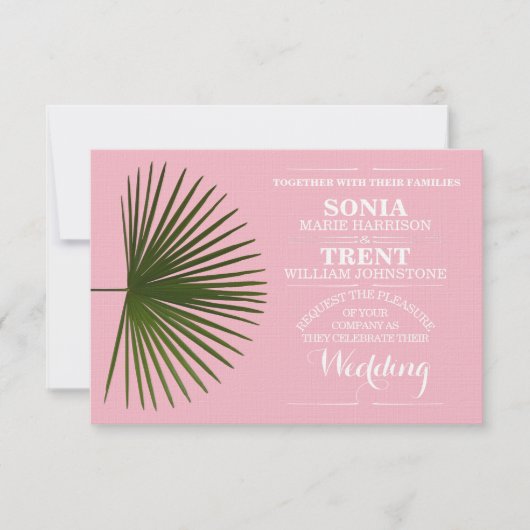 Tropische Palm Frond Leaf Wedding Kaart (Voorkant)