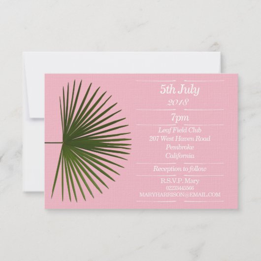 Tropische Palm Frond Leaf Wedding Kaart (Achterkant)