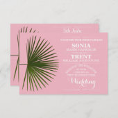 Tropische Palm Frond Leaf Wedding Kaart (Voorkant / Achterkant)