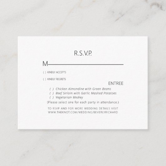 Tropische Palm Frond Witte Bruiloft RSVP Behuizing Informatiekaartje (Voorkant)