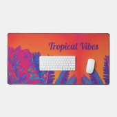 Tropische Palm Fronds Psychedelic Sinaasappel Roze Bureaumat (Keyboard & Muis)