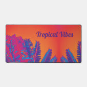 Tropische Palm Fronds Psychedelic Sinaasappel Roze Bureaumat (Voorkant)