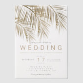 Tropische Palm Goud Chic Boheemse bruiloft Vellum Uitnodigingen (Voorkant)