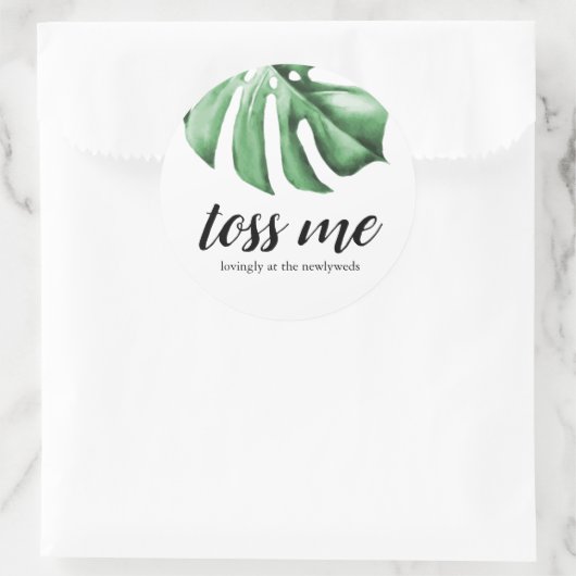 Tropische Palm Greenery gooit me liefdevol Passen Ronde Sticker (Tas)