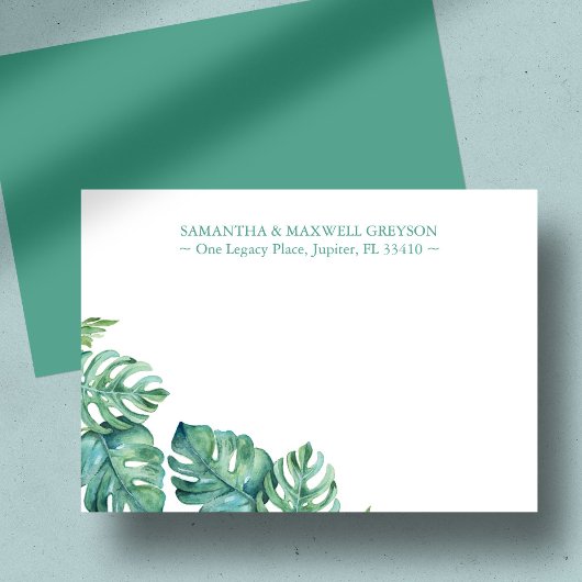 Tropische palm Greenery Personalized Stationery Notitiekaartje