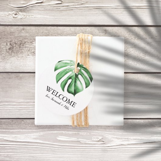 Tropische palm Greenery Wedding Welcome Bag Labels