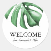 Tropische Palm Greenery Wedding Welcome Bag Sticke Ronde Sticker (Voorkant)