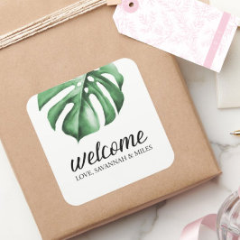 Tropische Palm Greenery Wedding Welcome Bag Sticke Ronde Sticker