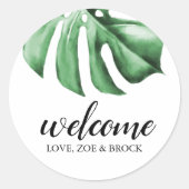 Tropische Palm Greenery Wedding Welcome Bag Sticke Ronde Sticker (Voorkant)