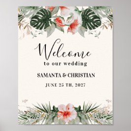 Tropische palm | Greenery Wedding Welcome Sign Poster