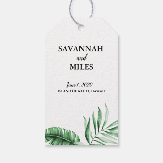 Tropische Palm Greenery Welcome Note Labels Cadeaulabel (Achterkant)