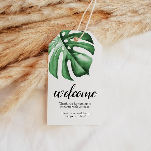 Tropische Palm Greenery Welcome Note Labels Cadeaulabel