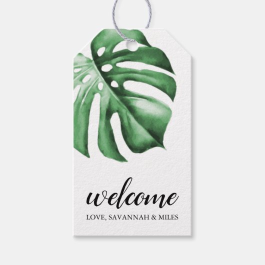Tropische Palm Greenery Welkome Labels Cadeaulabel (Voorkant)