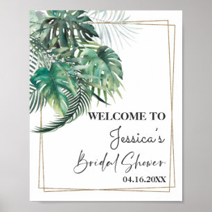 Tropische palm groen goud bruidsdouche Welkom Poster
