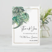 Tropische palm groene gouden lijst bruidsdouche bedankkaart (Staand voorkant)