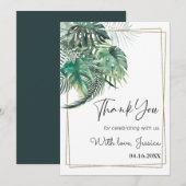 Tropische palm groene gouden lijst bruidsdouche bedankkaart (Voorkant / Achterkant)