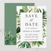 Tropische Palm Groene Trouwkaart 'Save The Date' Save The Date (Voorkant / Achterkant)