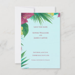 Tropische Palm Hibiscus Turquoise Bestemmingshuwel Save The Date