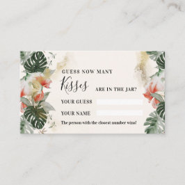 Tropische palm | Hoeveel Kisses Shower Game-kaart Plaatskaartje