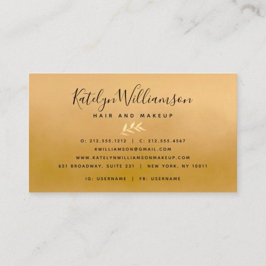 Tropische palm hot roze ombre goud script stijlvol visitekaartje (Achterkant)