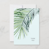 Tropische Palm Ice Blue bruiloft dank u Bedankkaart (Voorkant)