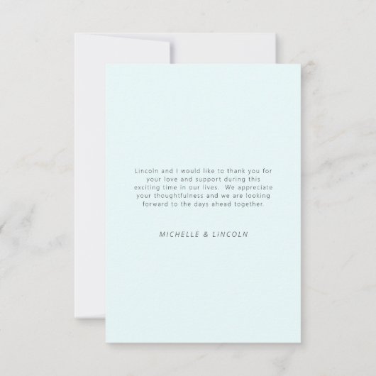 Tropische Palm Ice Blue bruiloft dank u Bedankkaart (Achterkant)