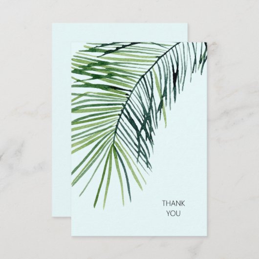 Tropische Palm Ice Blue bruiloft dank u Bedankkaart (Voorkant / Achterkant)