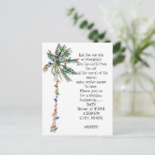 Tropische Palm Kerstboom Vakantie Uitnodiging (Staand voorkant)
