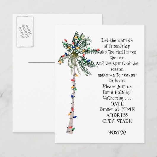 Tropische Palm Kerstboom Vakantie Uitnodiging (Voorkant / Achterkant)